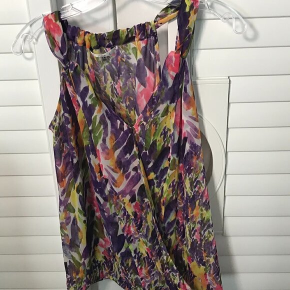 CAbi colorful V-neck sleeveless tank blouse, XS - Picture 1 of 6